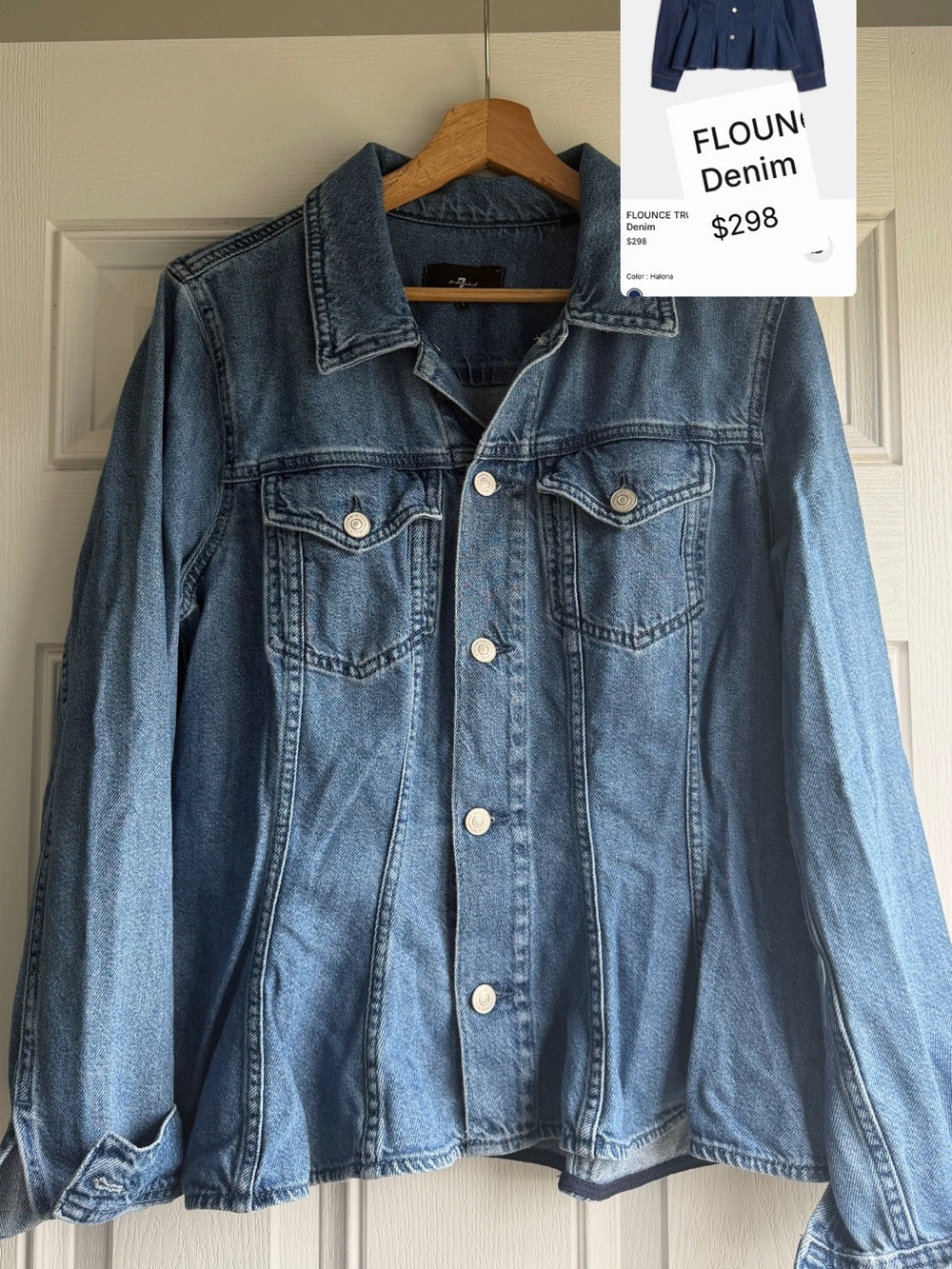 7 For All Mankind Light Blue Denim Trucker Jacket